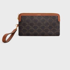 Celine Men's Monogram Wristlet in Brown and Tan